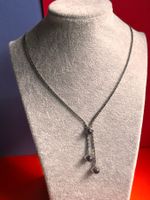 Silberne Kette mit Anhänger, drei Amethyste (40cm)