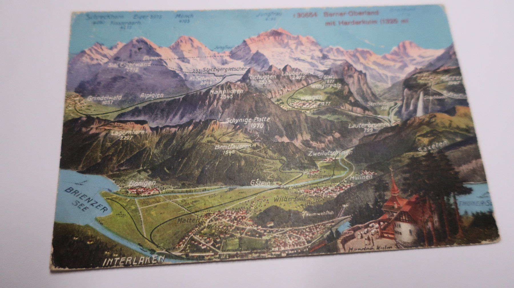 Cartoline postali: Berner Oberland mit Harderkulm  1921 – Difettoso da Cormoret venduto da Pascalll2001 1