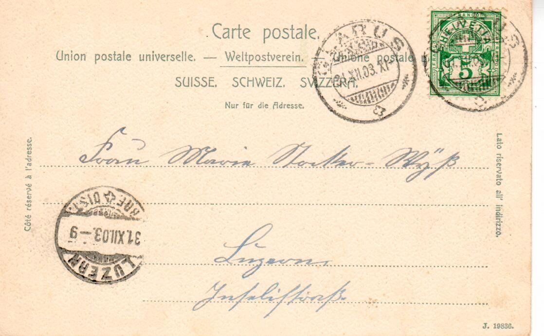 Ansichtskarten: Glarus  1903 – Gebraucht aus Wolhusen von Curver9 1