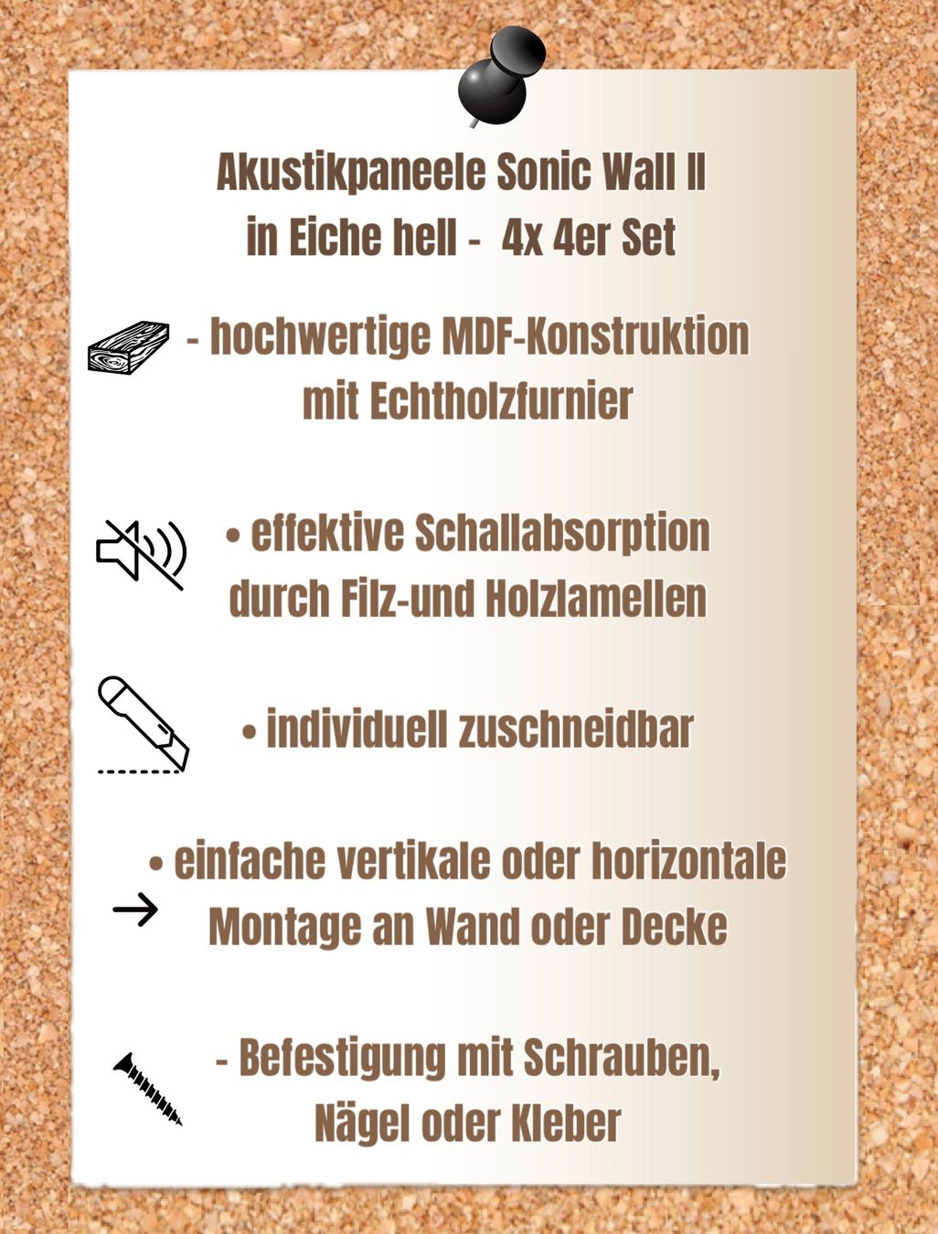 Altri accessori: Akustikpaneele Sonic Wall II - Eiche hell, 4x 4er-Set NEU – Nuovo (secondo la descrizione) da Murten venduto da Anne.M 4