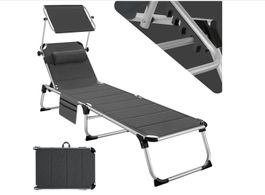 Sonnenliege Lorella grau gepolstert, klappbar, mit Aluminiu