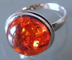 Silber 925 Bernstein Fingerring Gr. 57