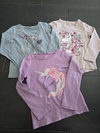 3x Mädchen Langarmshirts Gr. 110-116