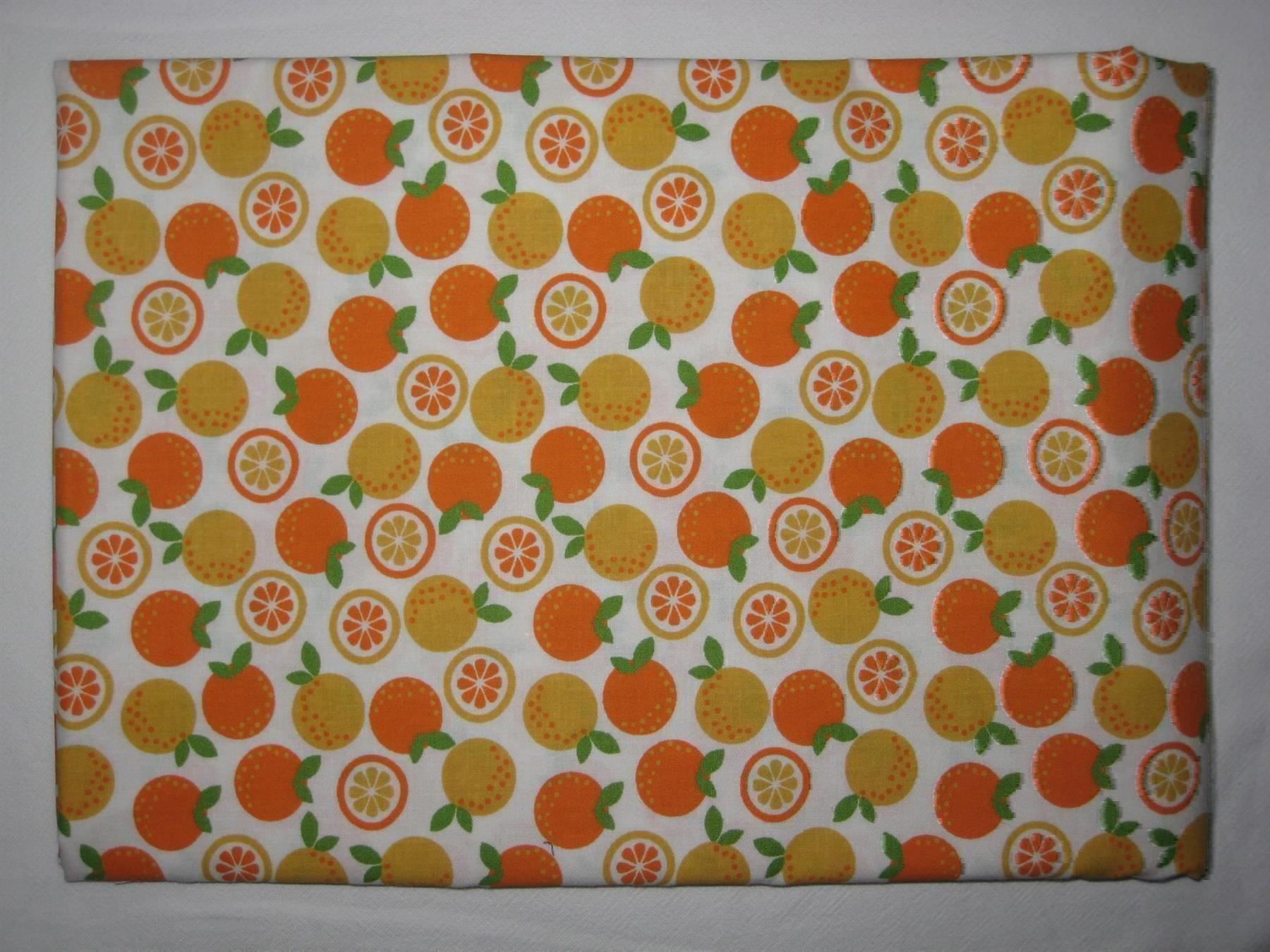 Tessuti: Baumwollstoff weiss mit Orangen – Nuovo e nell'imballaggio originale da Füllinsdorf venduto da Schlupp