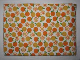 Baumwollstoff weiss mit Orangen
