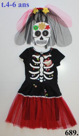 Costume squelette / Skelett t. 4 - 6 ans