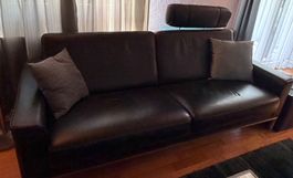 Sofa Leder schwarz guter Zustand 3-Sitzer