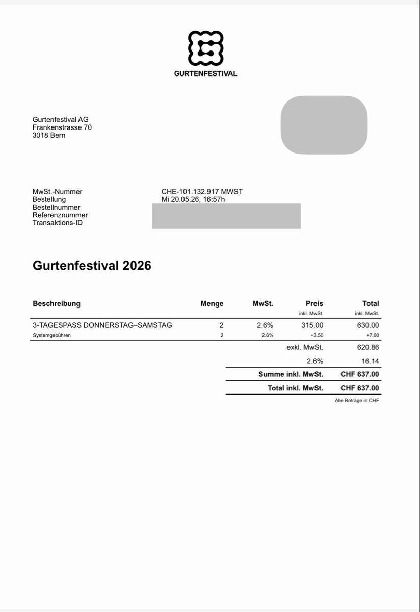 Tickets: 2x Gurten drei Tagespass (Do - Sa) – Neu und originalverpackt aus Düdingen von Jan_94 1