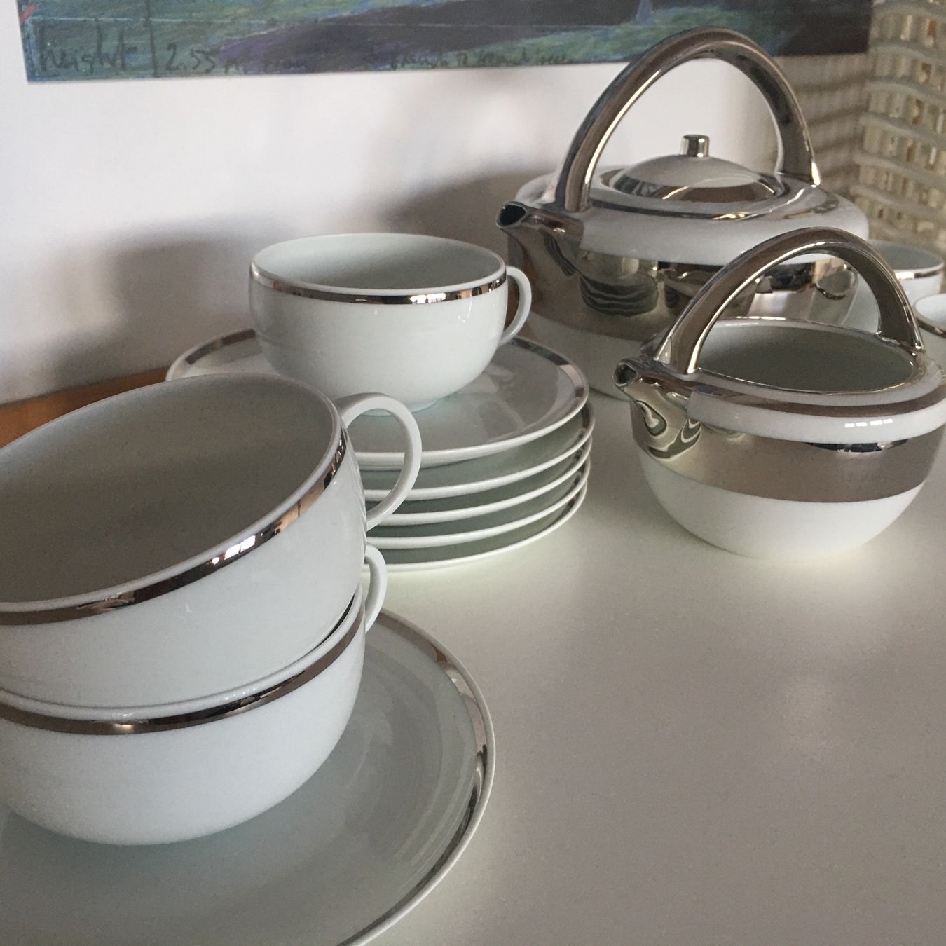 Set di piatti: Limoges Tee-Service weiss-silber 14teilig – Usato da Bennau venduto da Fury3 2