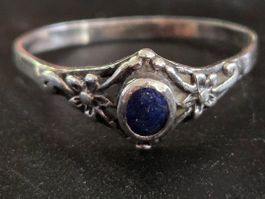Bague Argent 925 Lapis Lazuli taille 58 Style Art Nouveau ☆☆