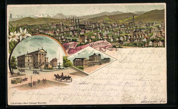Ansichtskarten: Vorläufer-Lithographie Winterthur, 1895 – Gebraucht aus Berlin von bartko-reher