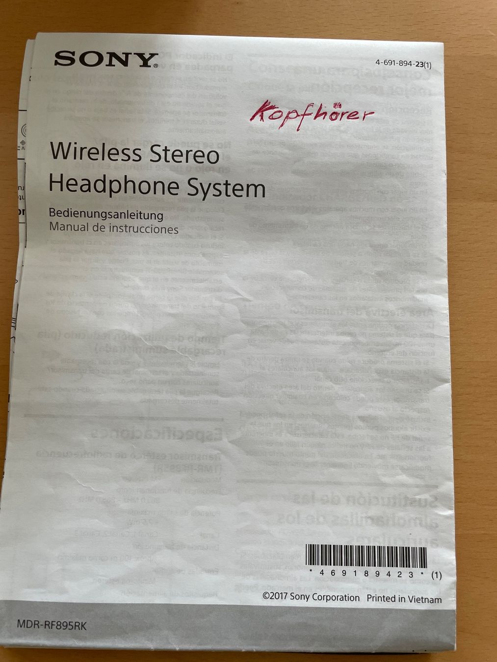 Sony Cuffie: Kopfhörer WIRELESS MDR-RF895RK – Usato da Speicher venduto da boaserra 3