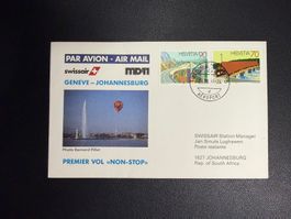 Swissair Erstflugbrief Genf-Johannesburg 1991