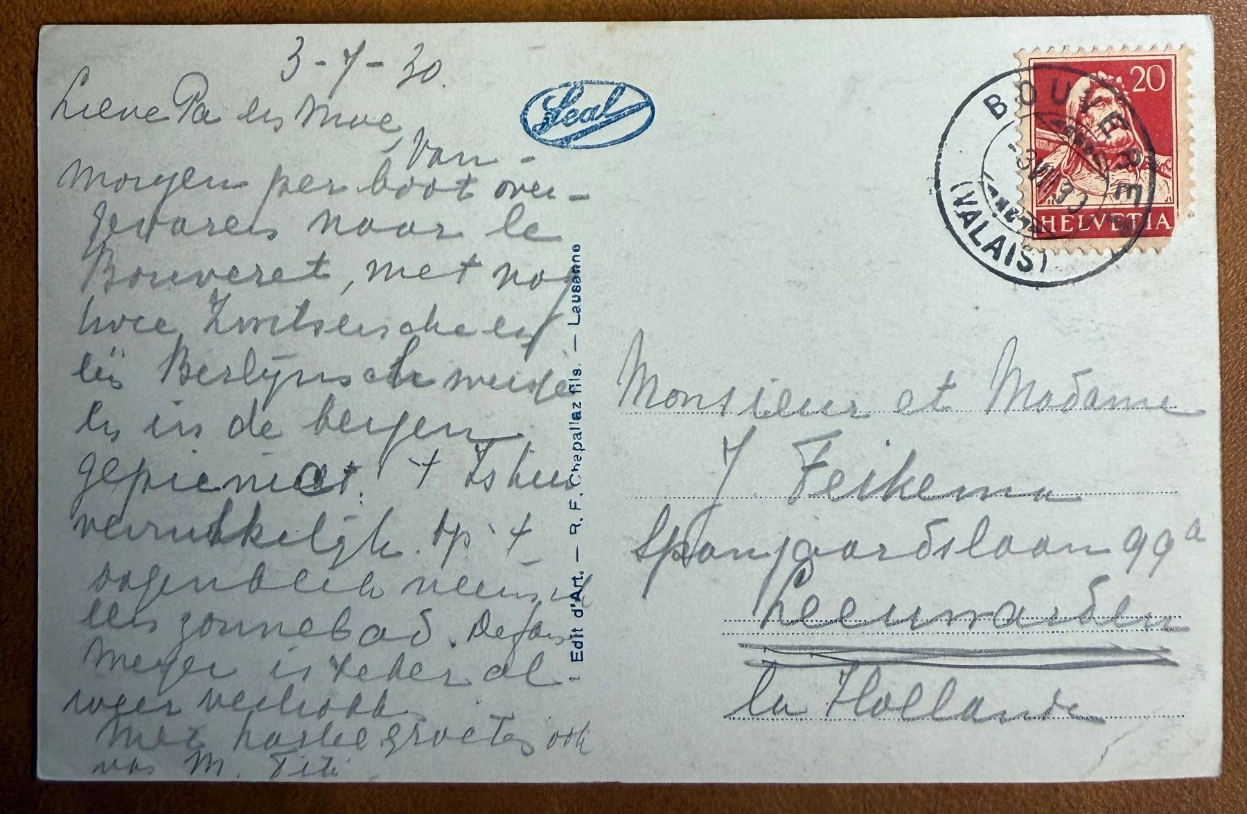 Ansichtskarten: Le Bouveret - 1930 – Gebraucht aus Lutry von Ediego 1