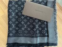 Scialle Louis Vuitton Shine in blu Blue Silver Polyester Wool