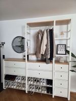 Garderobenregal mit Schubladen und Kleiderstange weiss/Holz