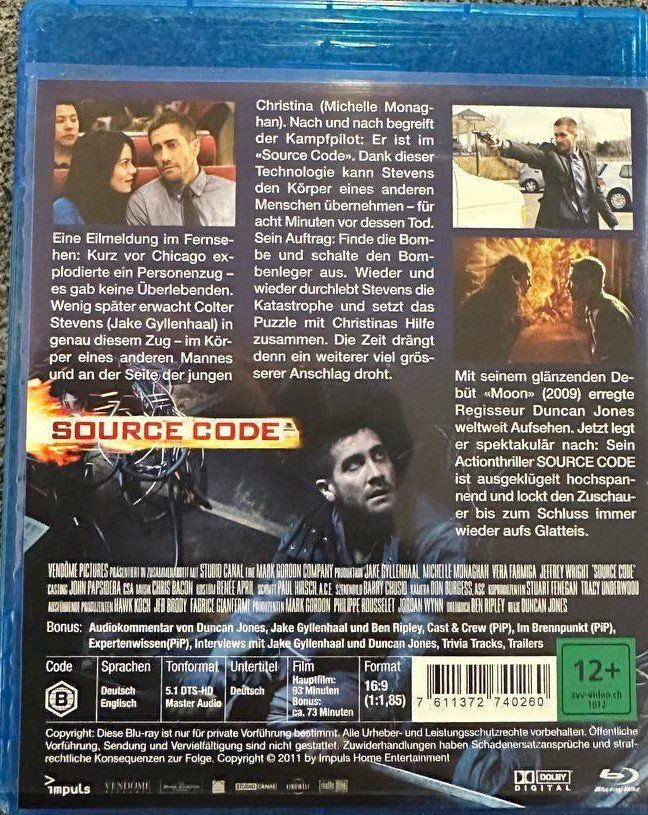 Tutti i DVDs: Source Code (Blu-ray) - Spannender Thriller, Top Zustand – Usato da Beringen venduto da Mantafisch1 1