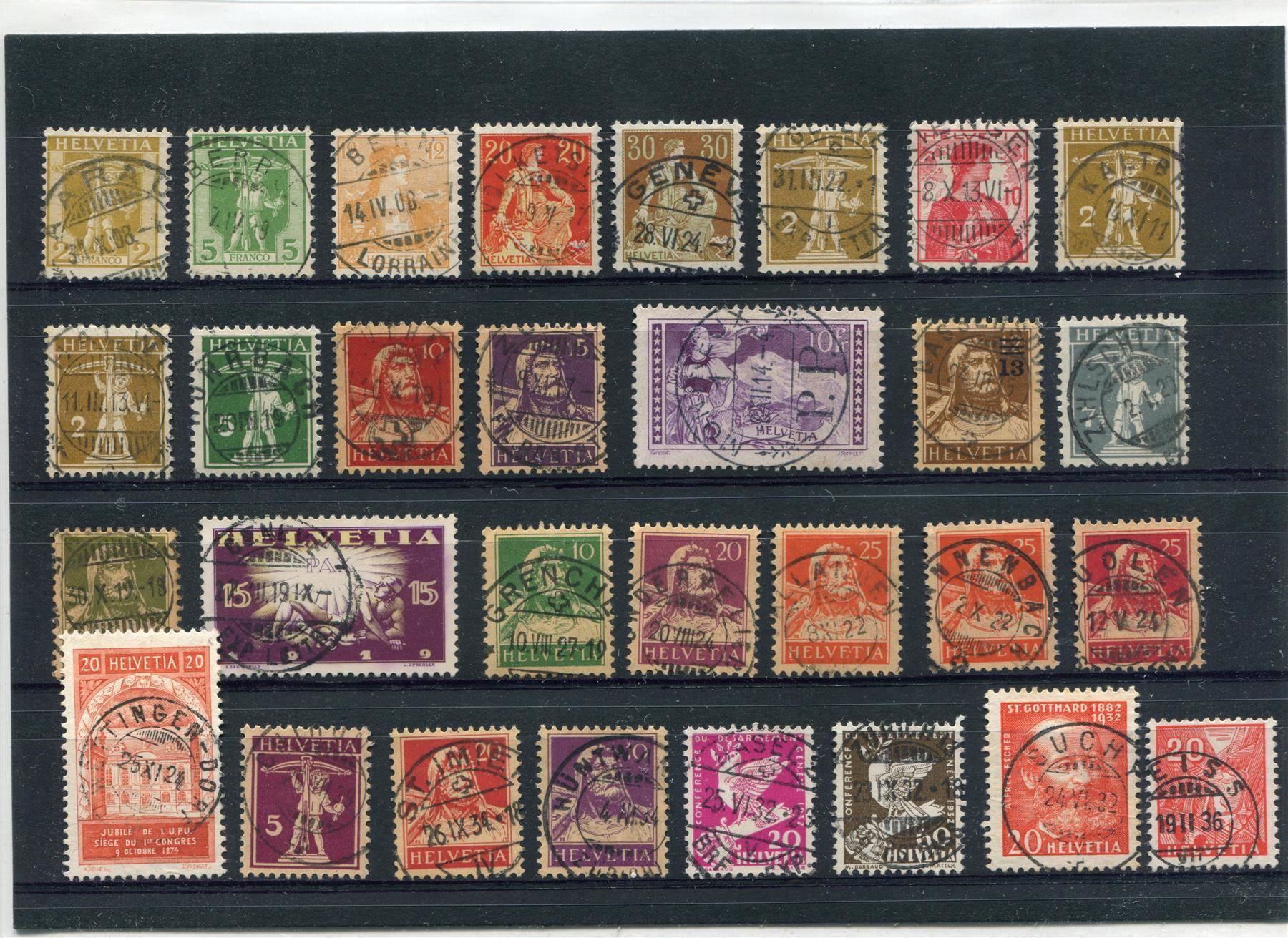 Alle Briefmarken: 38 alte Freimarken mit Voll-O – Gebraucht aus Winterthur von Kyoung