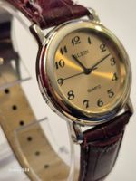 Vintage-Uhr Albin, burgunderfarbenes Lederarmband!