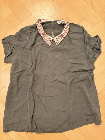 Chemisier Nümph gris, col perlé, Taille 38