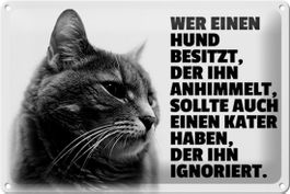 Blechschild-WER HUND HAT SOLLTE AUCH KATER HABEN