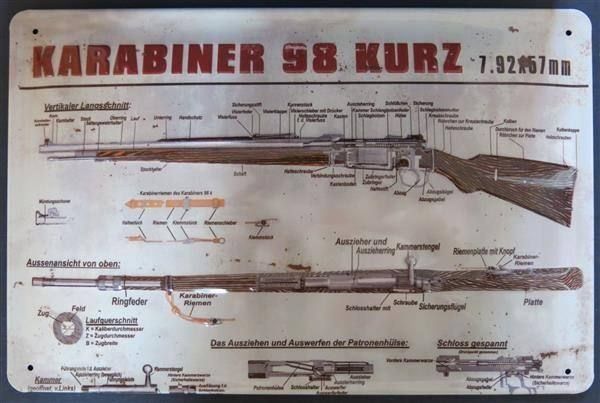 Ecriteaux: Blechschild - KARABINDER 98 KURZ – Neuf avec emballage d'origine à Rupperswil par big-one-sale