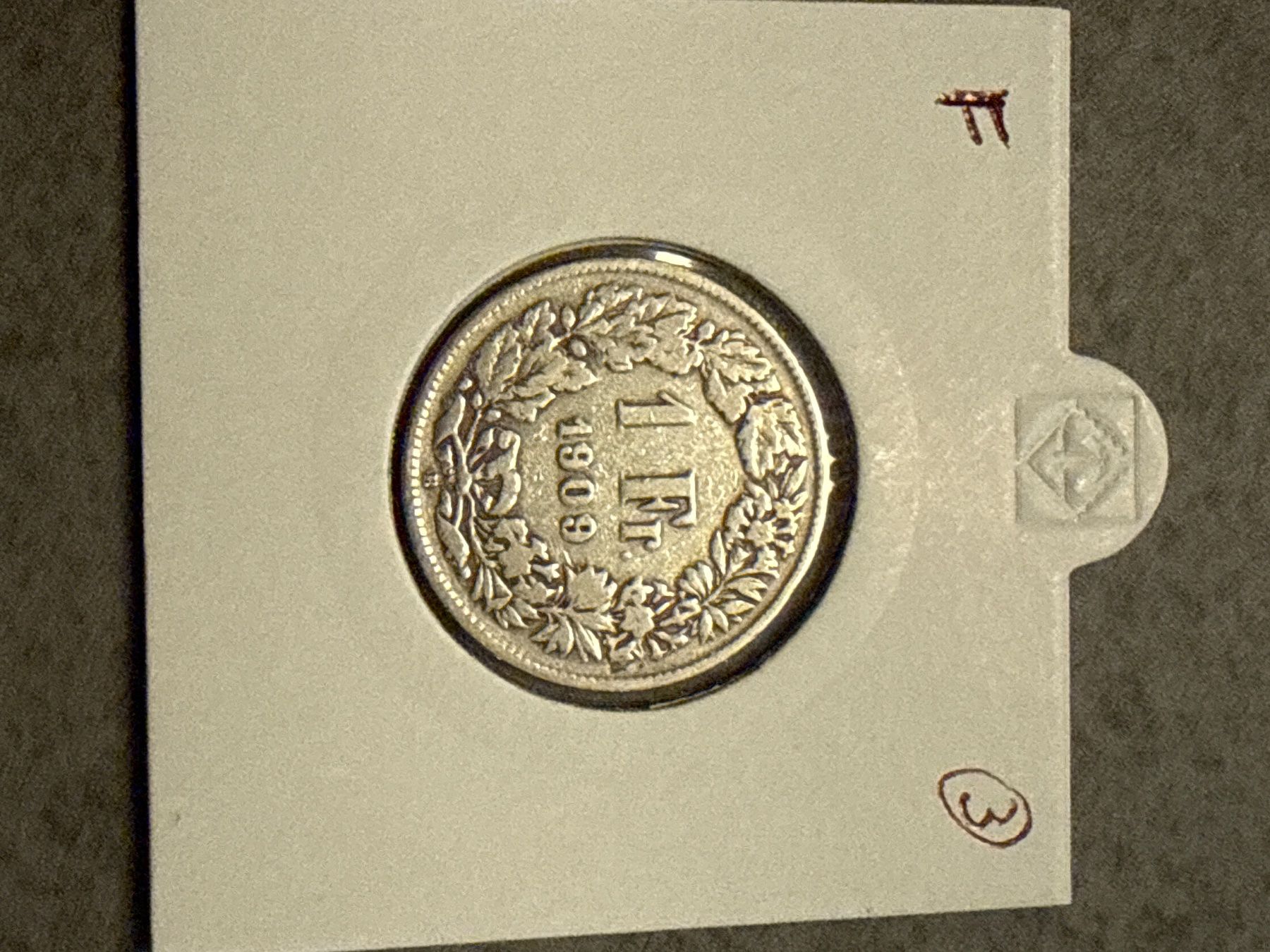 Tutti le monete: Swiss 1 franc 1909 Silver Coin – Usato da Pully venduto da ta571
