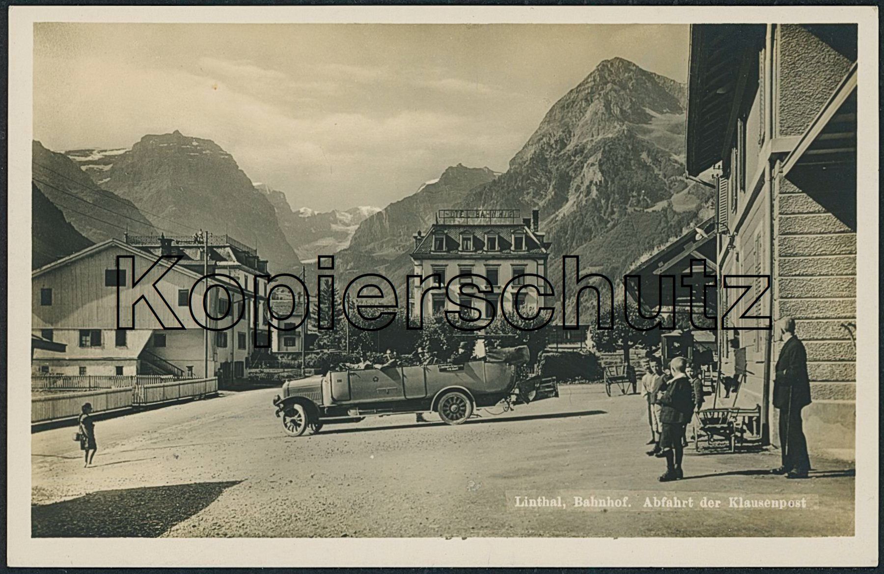 Cartoline postali: GL Linthal - Bahnhof - Klausen Postauto – Usato da Schindellegi venduto da masutka7