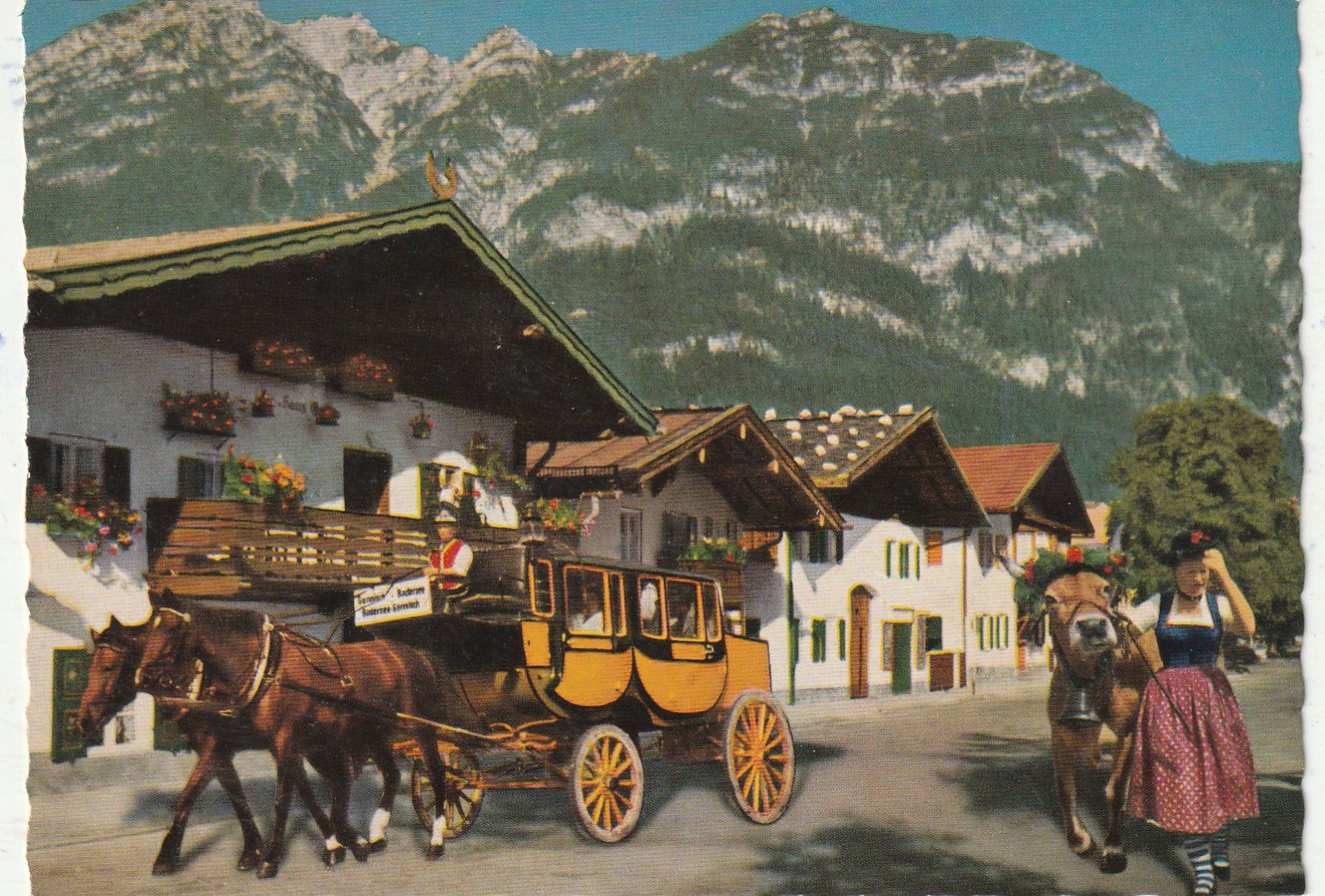 Cartes postales: Garnisch partenkirchen Postkutsche-Frau mit Kuh – D'occasion à Lumbrein par made02