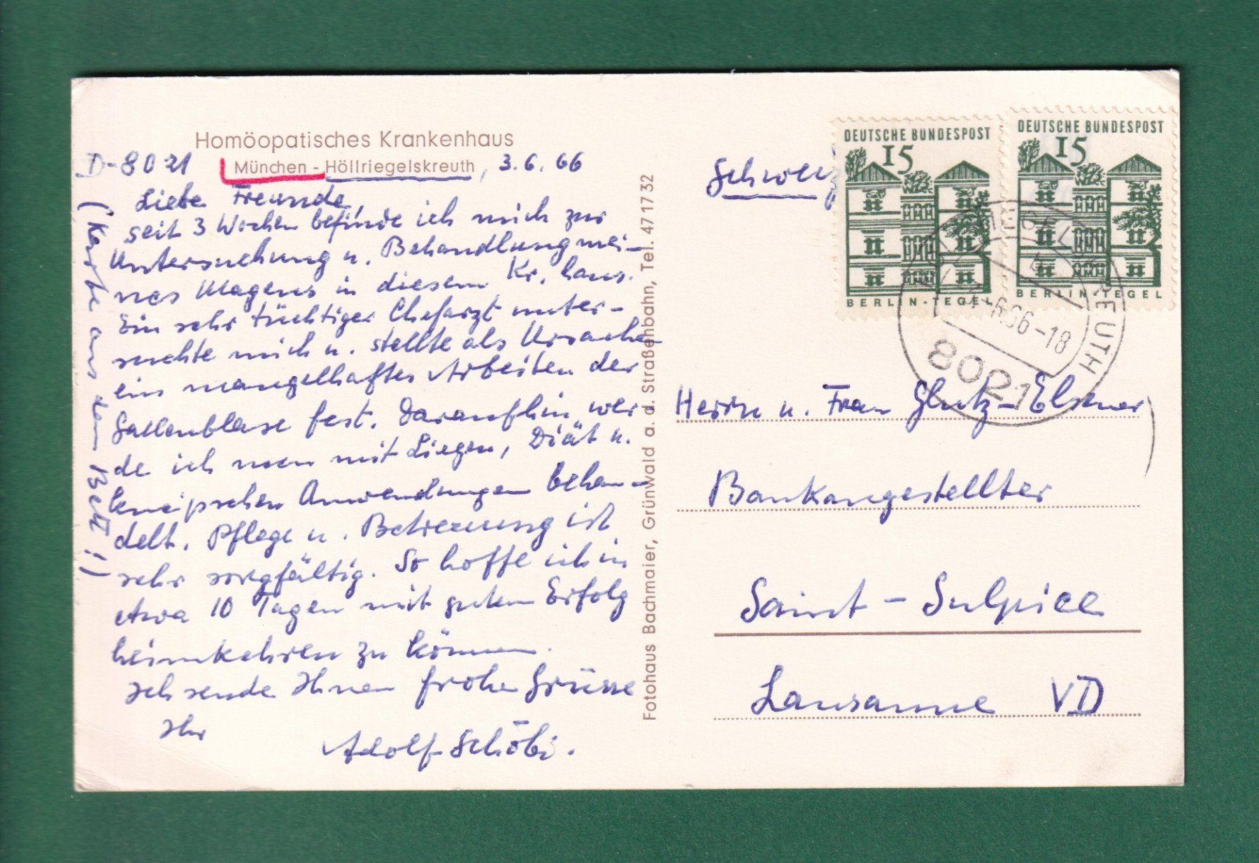 Cartoline postali: MÜNCHEN - Höllriegelskreuth - 1966 – Usato da Pully venduto da nicecards-shop 1