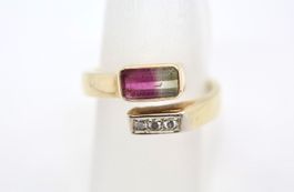 Goldring 14K mit Turmalin und Diamanten