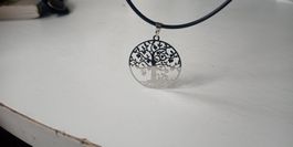 Collier avec pendantif arbre de vie chats argenté NEUF