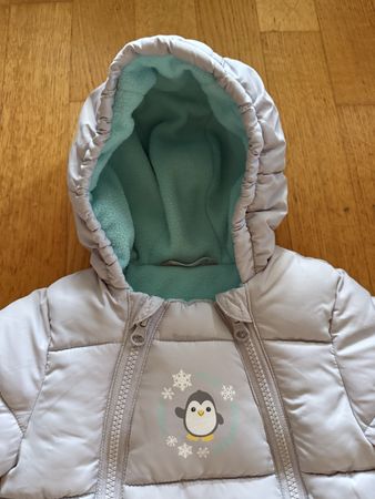 Baby Winteroverall Smile grau mit Pinguin Grösse 56