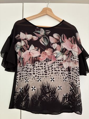 Damen Bluse Fracomina schwarz mit Blumenmuster Grösse M