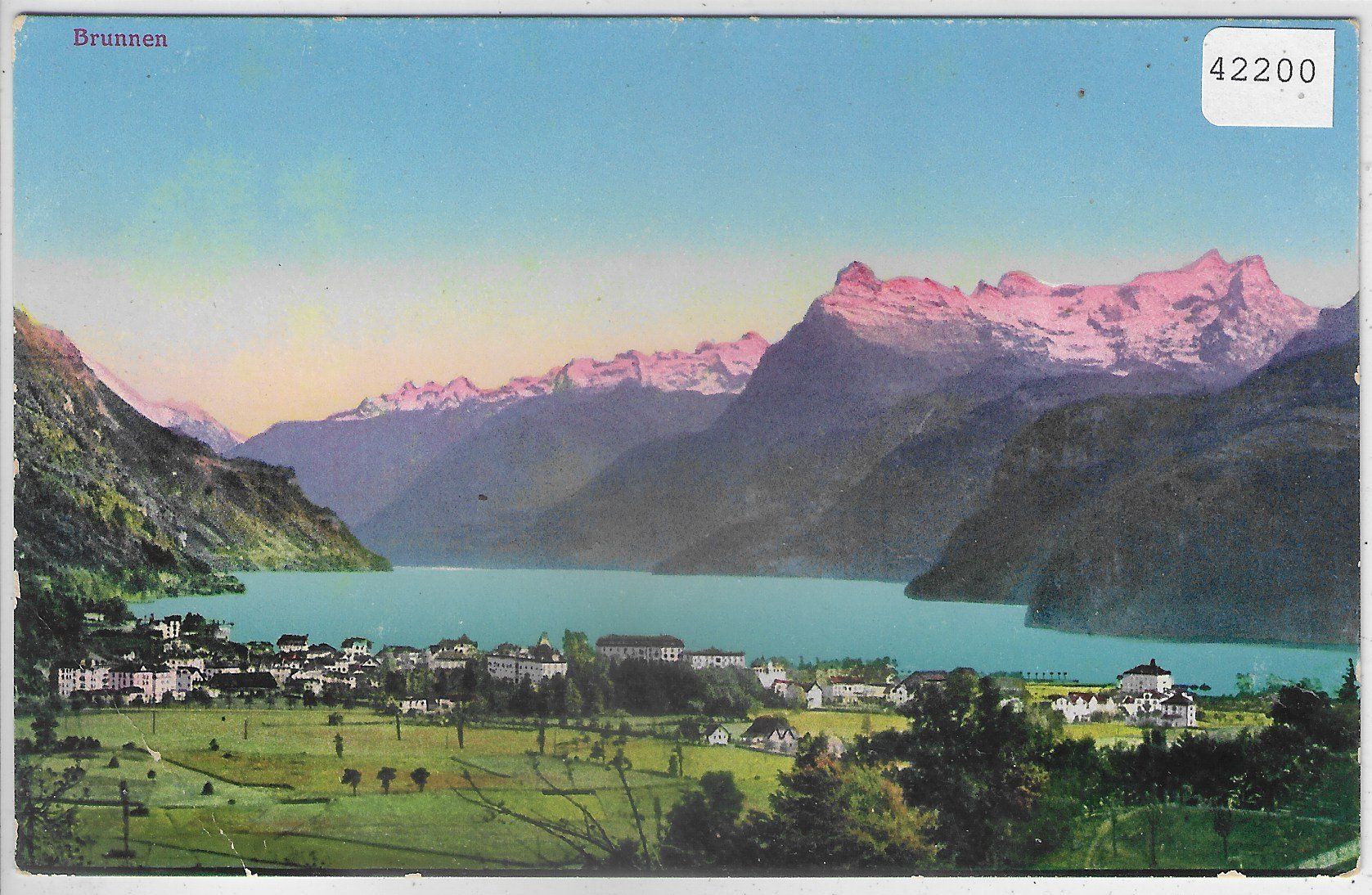 Cartoline postali: Brunnen - Generalansicht - Litho – Usato da Ettingen venduto da Kartenplanet