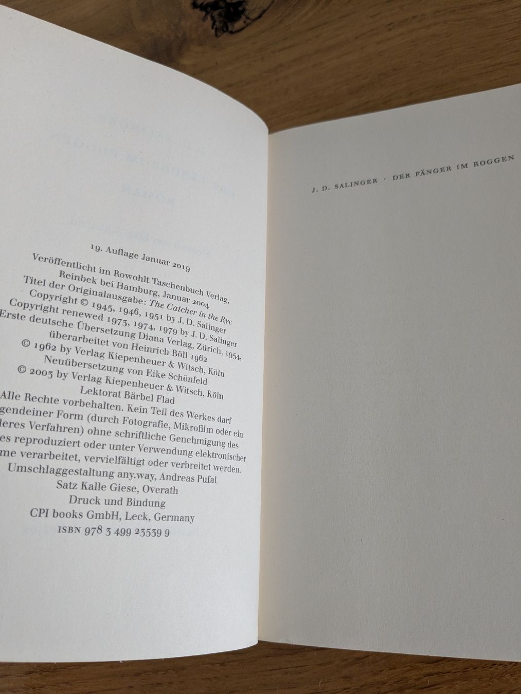 Libri: J.D. Salinger - Der Fänger im Roggen – Usato da Wohlen AG venduto da merkur0300 4