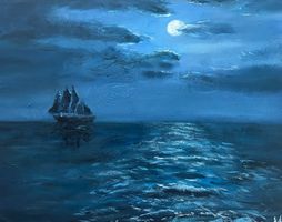Moonlight Sailing Painting 40x50cm