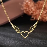 Edelstahl Halskette mit "Herz mit Flügel" Anhänger in GOLD