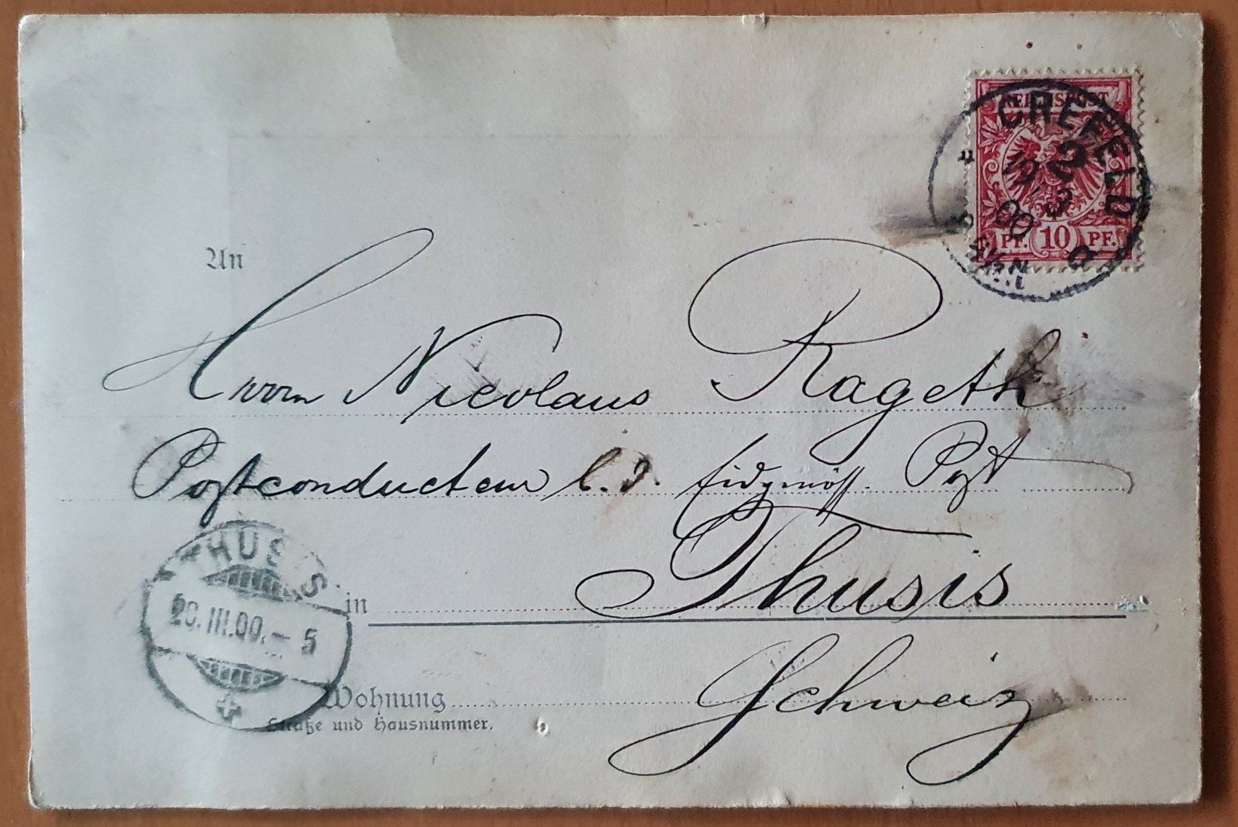 Cartoline postali: Seiden-Karte 1900 nach Thusis – Usato da Kreuzlingen venduto da Rschweiz1 1