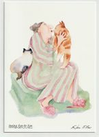Kunstkarte Erika Oller, Katze, Doppelkarte mit Umschlag