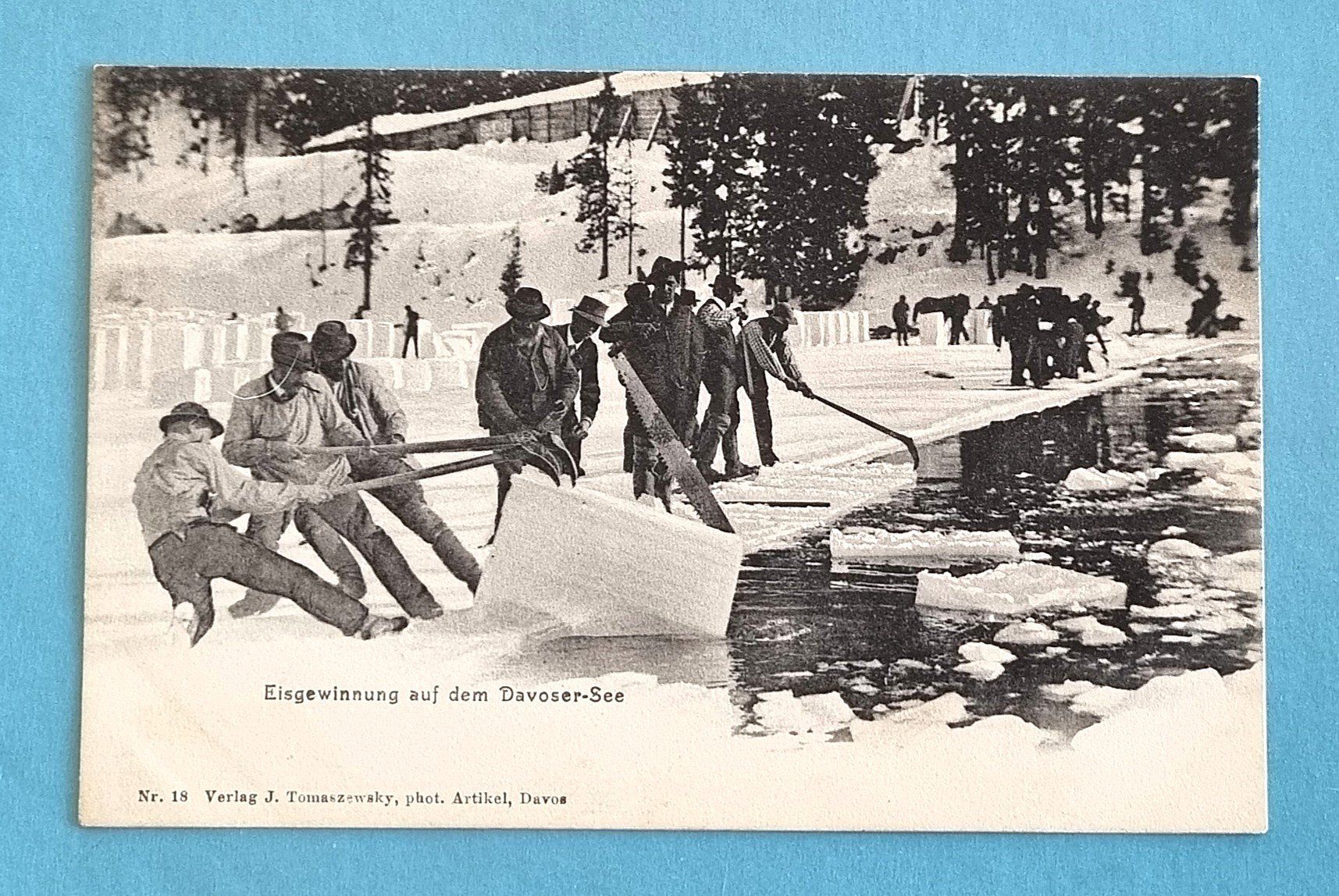 Cartoline postali: Davos - Eisgewinnung im See - Verlag Tomasewski – Usato da Rothrist venduto da RROENK