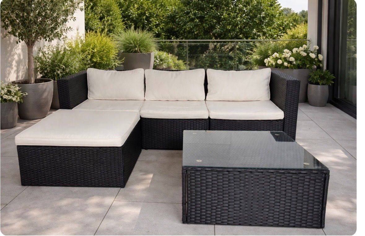 Sofas: Gartenlounge, Polyrattan, schwarz – Gebraucht aus Lustmühle von mcross