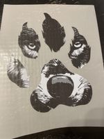 Bügelbild DTF 12.5x15.5 cm Wolf in Pfote
