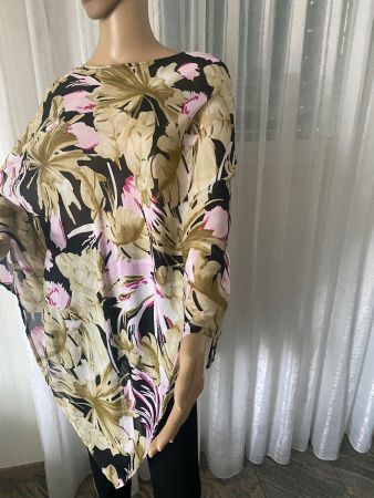 RARITÄT - edler/stylischer Blusen-Poncho,Silk-Feeling,1 Size
