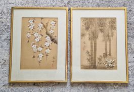 2 gerahmte Bilder mit asiatischen Motiven