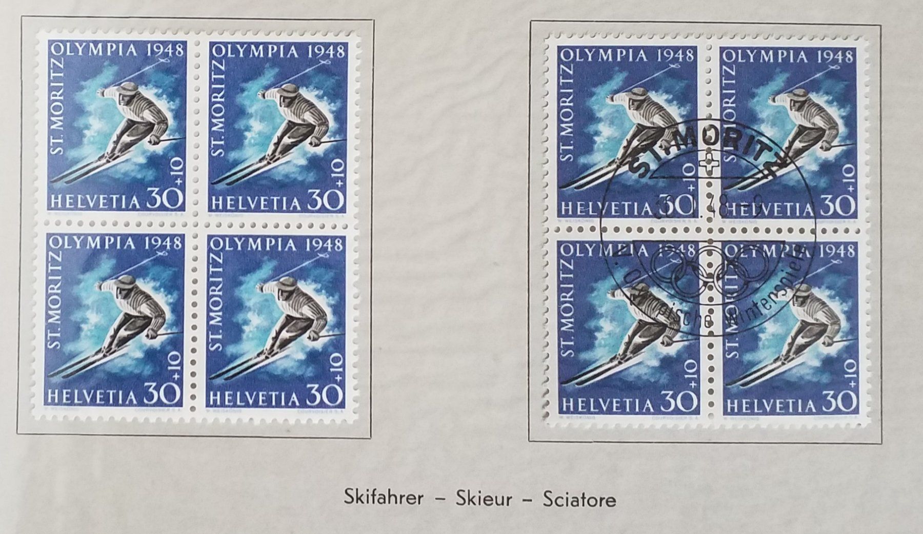 Tutti i francobolli: 1948, Geschenkheft, Olympia St. Moritz 4-Block Kt. 138.- – Nuovo (secondo la descrizione) da Baden venduto da Eggi