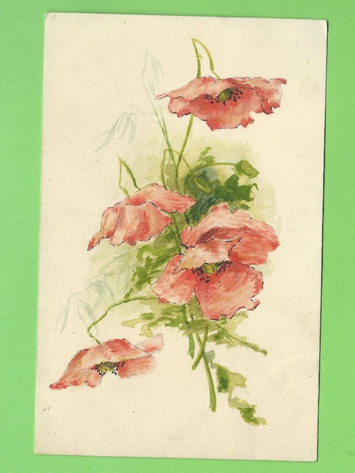 Cartoline postali: Antike Postkarte, Mohnblumen – Usato da Zürich venduto da t24_de
