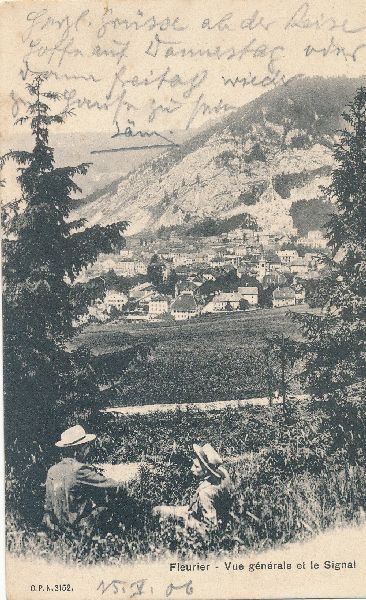 Cartoline postali: Fleurier - Vue générale + 1906 – Usato da Emmenbrücke venduto da teestube