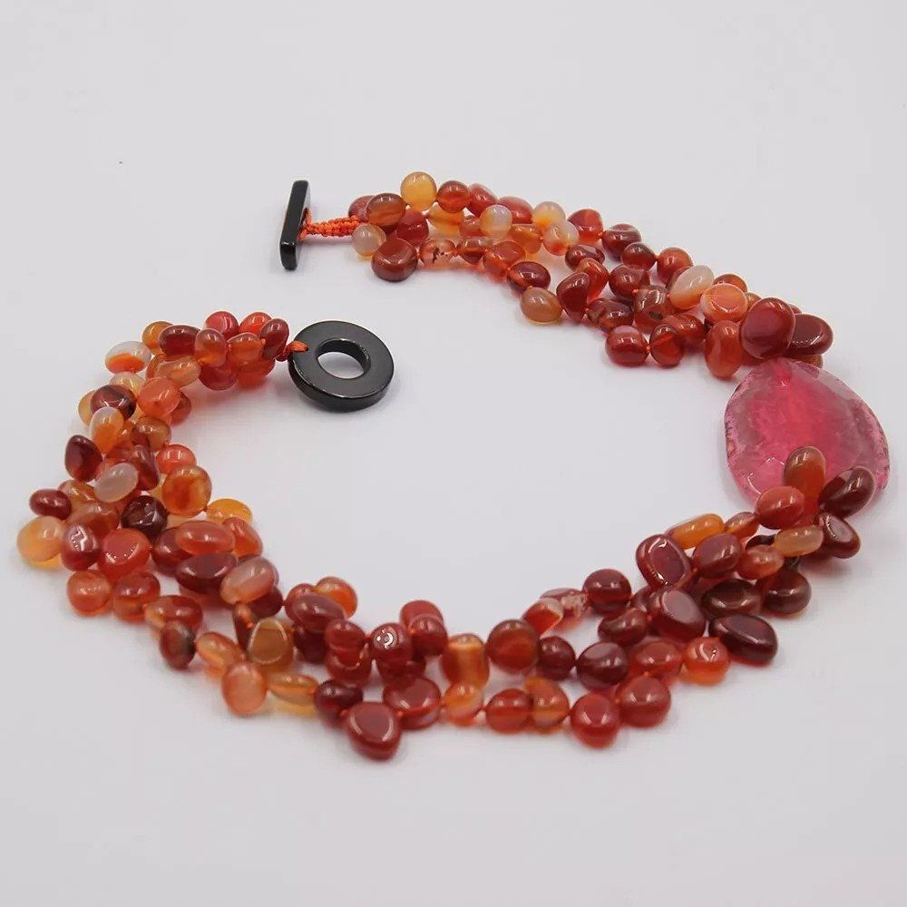 Catenine: Karneol 3 Strang Achat Edelsteinkette Collier Cornaline – Nuovo (secondo la descrizione) da Prilly venduto da ilyria73 5