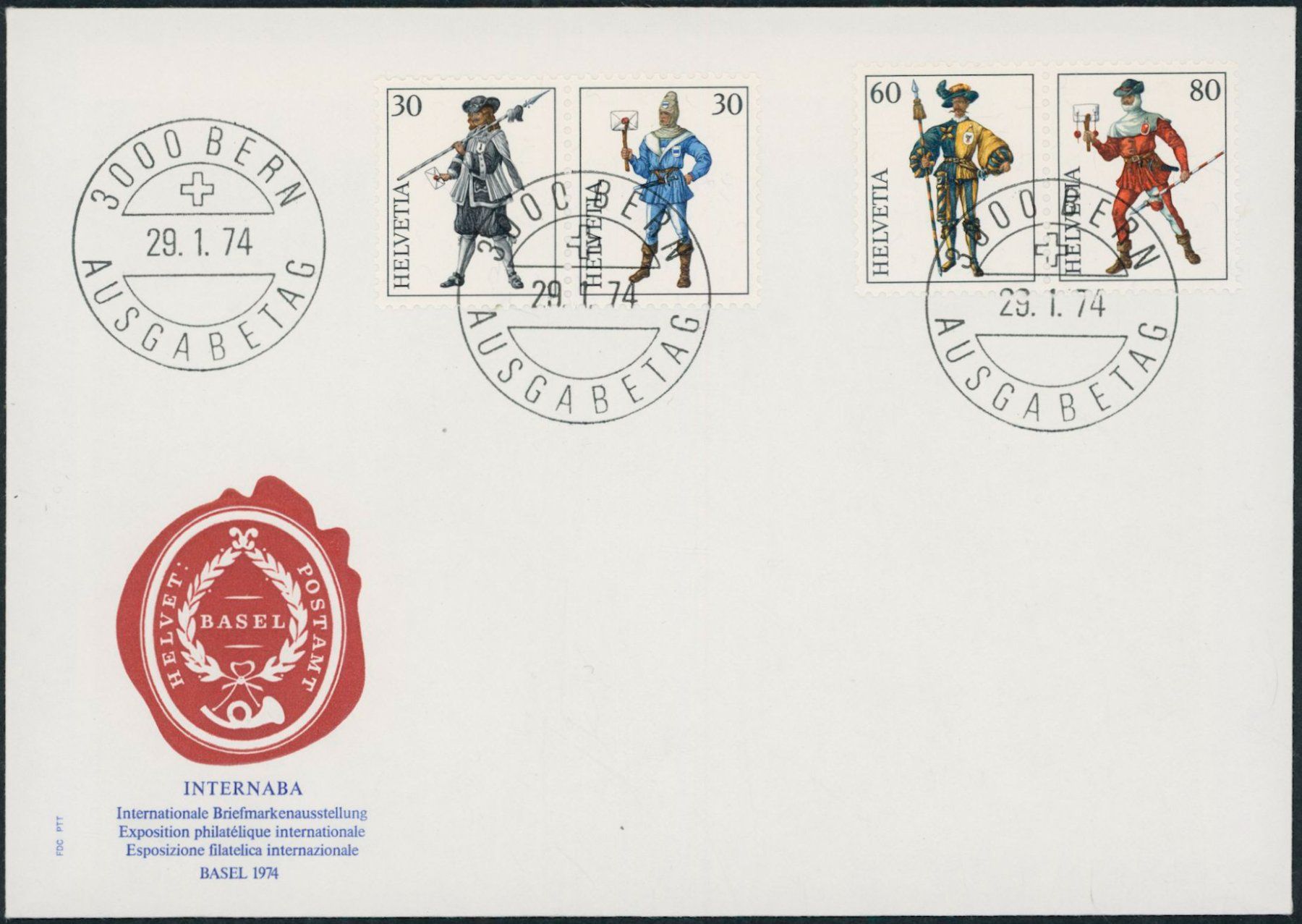 Tutti i francobolli: 1974 - Internaba - Zusammenhängende - Blockausschnitte - FDC – Usato da Schindellegi venduto da leecollect